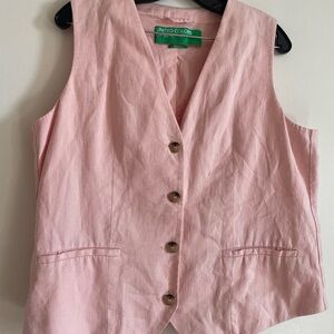 United Colors Of Benetton Soft Pink Linen Button Vest